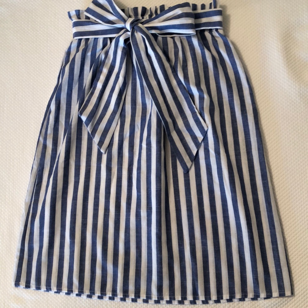 SHEIN Blue and White Striped Bow skirt